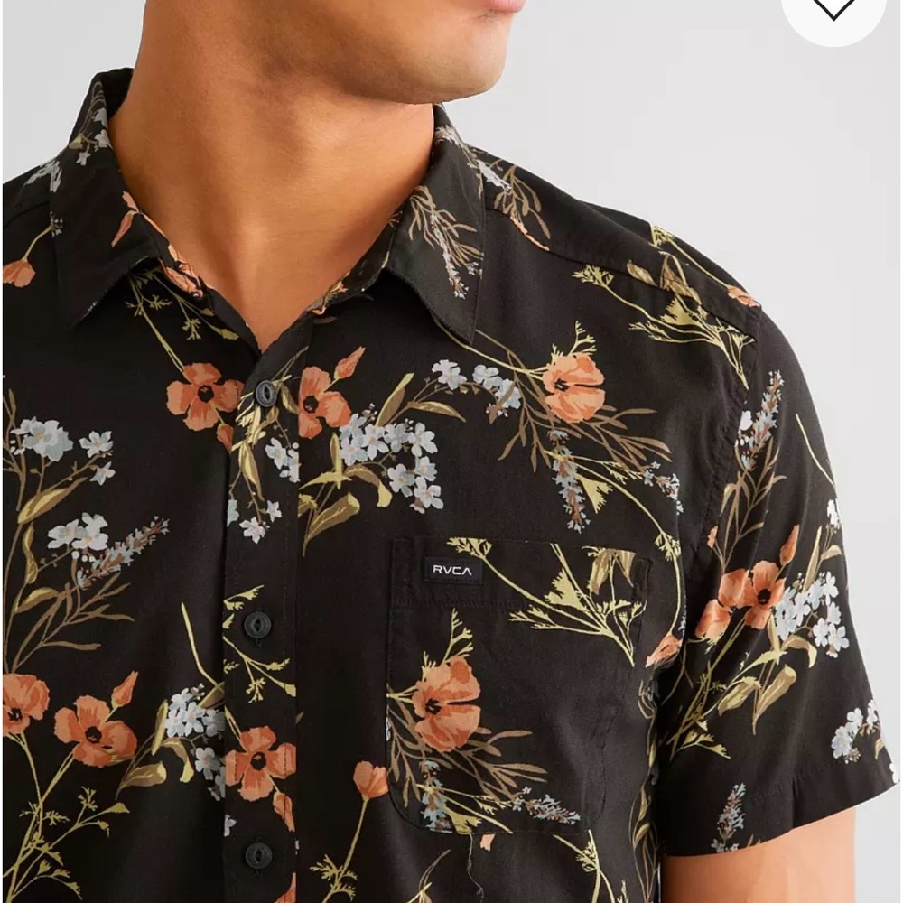 RVCA Men's Black Floral Shirt - Picture 7 of 7